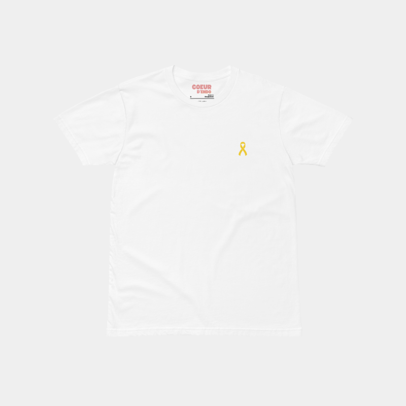 t shirt blanc ruban jaune