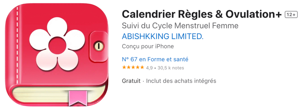 CALENDRIER REGLE APPLICATION MENSTRUELLE